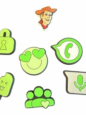 Green Emoji & Chat Icon Rubber Shoe Charms - bundle of 7
